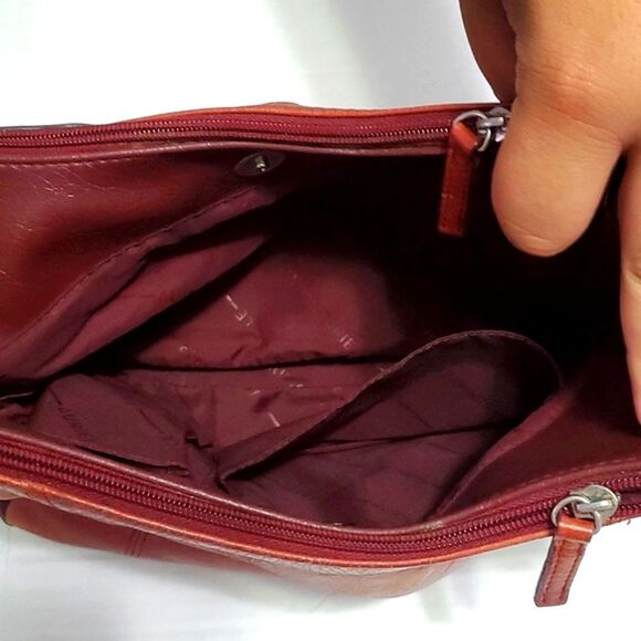 Aurielle Two Tone Leather Utility Multi-pocket Shoulder Bag Boho Retro - Picture 6 of 10